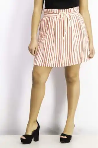Brands For Less Women stripe drawstring mini skirt, red offer