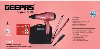 Nesto Portable hair dryer, straightener, curler with eva bag 4 in 1 offer