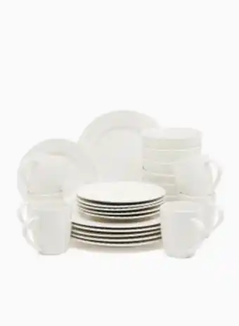 Noon 24-piece premium quality dinner set, plates, mugs, bowls serves 6 white offer