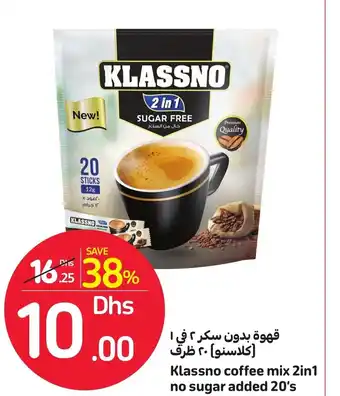 Carrefour Klassno Coffee Mix 2in1 No Sugar Added 20's offer