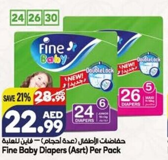 Almaya supermarket Fine Baby Diapers (Asrt) Per Pack offer