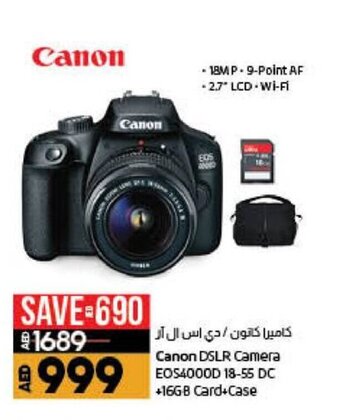 Lulu Hypermarket Canon DSLR Camera EOS4000D 18-55 DC + 16GB Card + Case offer