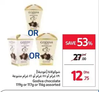 Carrefour Godiva chocolate 119g or 117g or 116g assorted offer