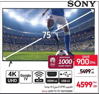 Carrefour Sony UHD TV 75" KD75X80K offer