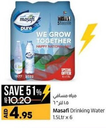 Lulu Hypermarket Masafi Drinking Water 1.5Ltr x 6 offer