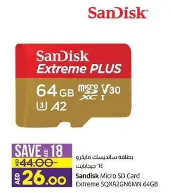 Lulu Hypermarket Sandisk Micro SD Card Extreme SQXA2GN6MN 64GB offer