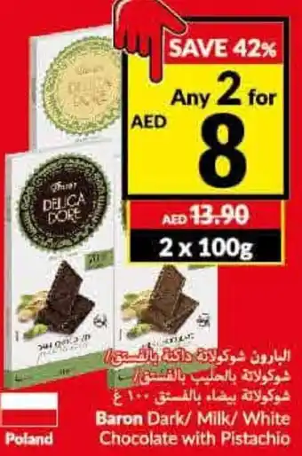 Viva Baron Dark/Milk/White Chocolate with Pistachio offer