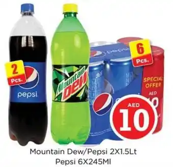 Nesto Mountain Dew/Pepsi 2x1.5Lt Pepsi 6x245Ml offer