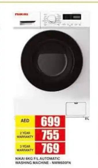 Safeer Market Nikai 6kg F/L automatic washing machine - NWM600FN offer