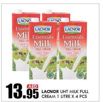 KM Trading Lacnor UHT Milk Full Cream 1 Litre x 4 Pcs offer