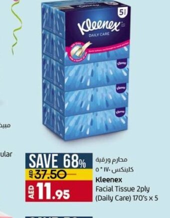 Lulu Hypermarket Kleenex facial tissue 2ply (daily care) 170's x 5 offer