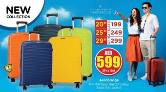 Nesto Aerobridge PP 4wheel Hard Trolley 3pcs Set Asstd offer