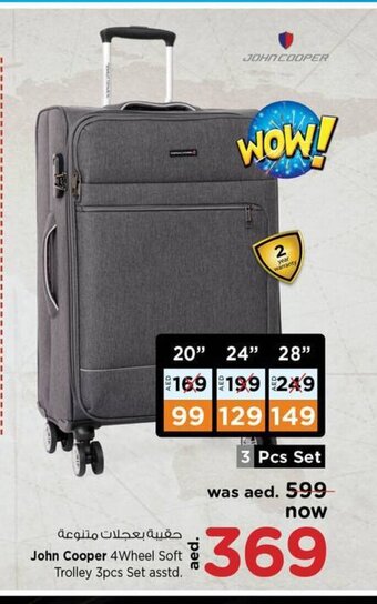 Nesto John Cooper 4 Wheel Soft Trolley 3Pcs Set Asstd offer