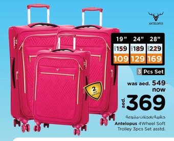 Nesto Antelopus 4 Wheel Soft Trolley 3Pcs Set Asstd offer