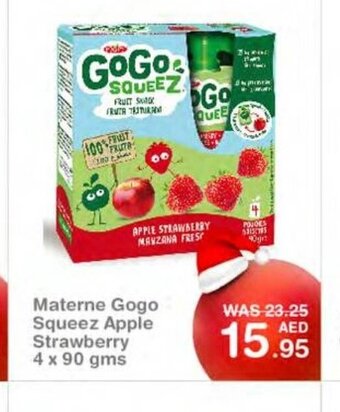 Choithrams Materne gogo squeez apple strawberry 4 x 90gms offer