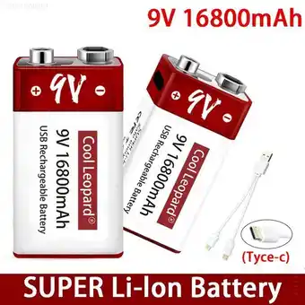 The new 9v 16800mah lithium-ion rechargeable battery micro usb battery 9v is used for multimeter microphone toy remote contro