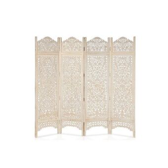 Homes R Us Wooden carved 4-panel screen - white offer