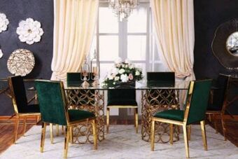 PAN Emirates Pan liverpool 8 seater dining table - gold offer