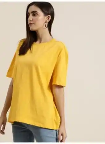 Noon Stylish round neck t-shirt yellow offer