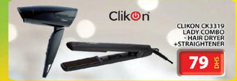 Grand Hyper Market CLIKON CK3319 LADY COMBO -HAIR DRYER +STRAIGHTENER offer