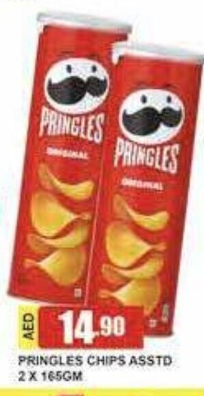Pringles chips asstd 2 x 165gm