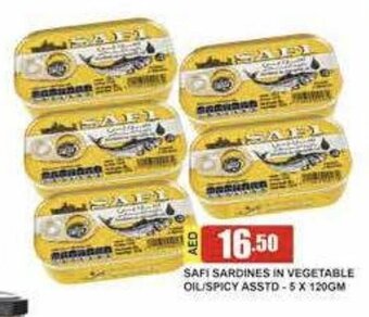 Safeer Market Safi sardines in vegetable oil / spicy asstd 5 x 120gm offer