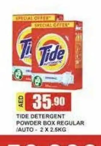 Safeer Market Tide detergent powder box regular / auto 2 x 2.5kg offer