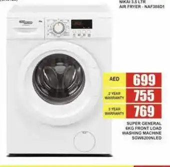 Safeer Market Super general 6kg front load washing machine SGW6200NLED offer