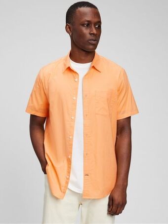 GAP Gap men's short sleeve poplin shirt in slim fit offer