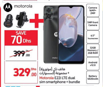 Carrefour Motorola E22i LTE dual sim smartphone + bundle offer