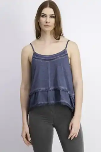 Brands For Less Women scoop neck sleeveless embroidered top, navy offer