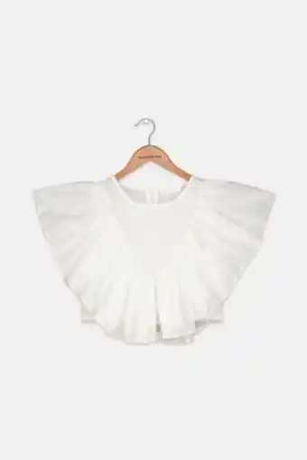 Brands For Less Kid girls round neck ruffle sleeve top, white offer