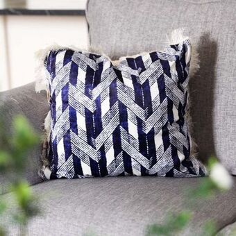 Danube Home Alaina blue checkered filled cushion 45x45 blue offer