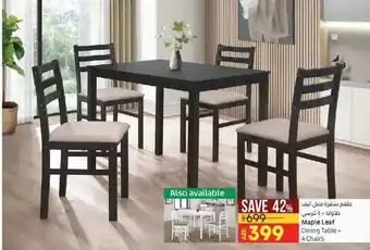 Lulu Hypermarket Maple leaf dining table + 4 chairs offer