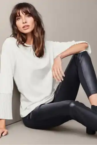 Brands For Less Women round neckline long sleeve plain shirt, white offer