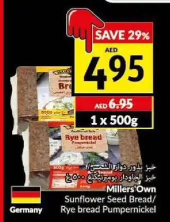 Viva Miller's Own sunflower seed bread/ rye bread pumpernickel 1 x 500g offer