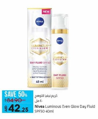 Lulu Hypermarket Nivea luminous even glow day fluid SPF50 40ml offer