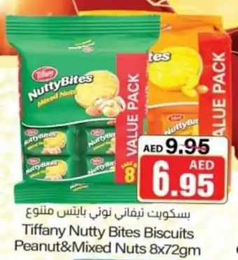 Sajidha Supermarket Tiffany Nutty Bites Biscuits Peanut & Mixed Nuts 8x72gm offer