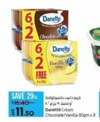 Lulu Hypermarket Danette Cream Chocolate/Vanilla 90gmx8 offer