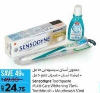 Lulu Hypermarket Sensodyne Toothpaste Multi-Care Whitening 75ml+Toothbrush + Mouthwash 50ml offer