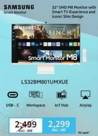 Eros Samsung 32" UHD M8 Monitor with Smart TV Experience and Iconic Slim Design offer