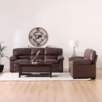 Danube Home Empress 3+2 seater faux leather sofa set - dark brown offer