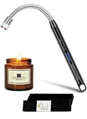 Noon 360 degree windproof flameless flexible neck long usb type-c rechargeable electric candle arc lighter with led battery displa offer