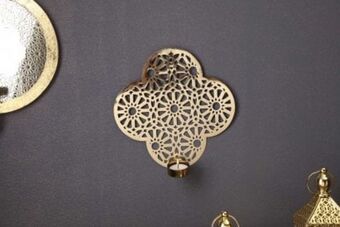 Pan taj full etched tealight holder gold 20