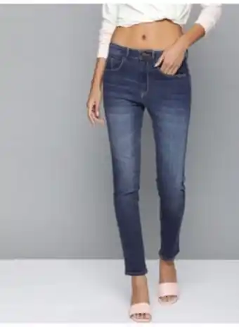 Noon Stretchable mid-rise skinny fit jeans blue offer