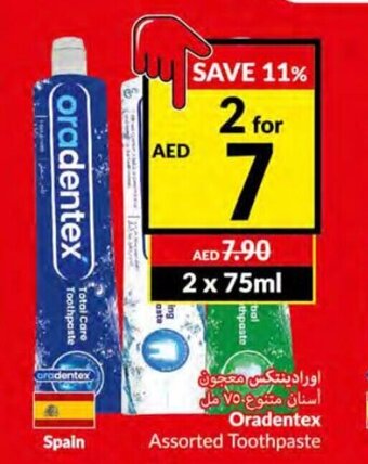 Viva Oradentex assorted toothpaste 2 x 75ml offer