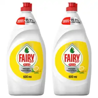 Lulu Hypermarket Fairy plus lemon dishwashing liquid soap with alternative power to bleach value pack 2 x 600ml offer