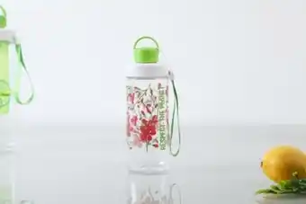 Pan snips tritan flowers water bottle green
