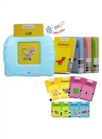 Noon Rechargeable early education device arabic/english words 112 talking flash cards reader toy for kids blue offer