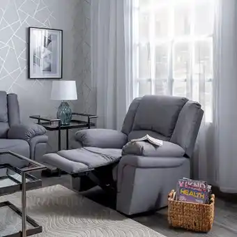 Homes R Us Oscar fabric upholstered recliner armchair - grey offer